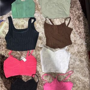 Hollister Women's Crop Tops - Green, Black, Brown, White, Pink